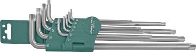 Комплект угловых ключей Torx Extra Long Т9-Т50, 1 S2 материал, 10 предметов Jonnesway H12S110S