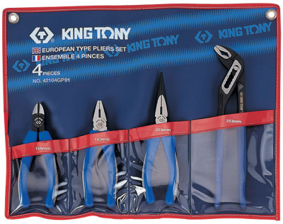 Набор пассатижей, плоскогубцев и бокорезов, 4 предмета 42104GP01 King Tony
