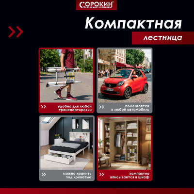 Лестница-стремянка 6,5 м телескопическая Профи Сорокин
