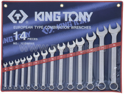 Набор комбинированных ключей, 8-24 мм, 14 предметов 1215MR01 King Tony