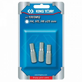 Набор вставок (бит) 1/4", HEX, 4, 5, 6 мм, 3 предмета 1003MQ King Tony