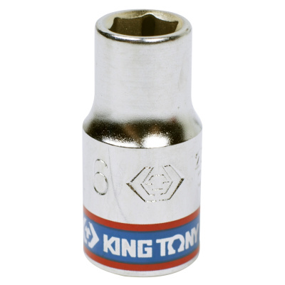 Головка торцевая стандартная шестигранная 1/4", 6 мм 233506M King Tony