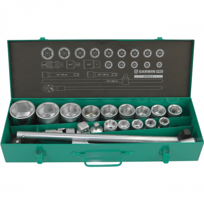 Набор торцевых головок 3/4" 6 гр., 19-55 мм, 21 пр. GARWIN PRO