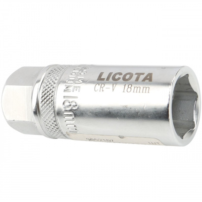 Licota ATF-4007B Головка, 1/2", 18 мм, торцевая, 6-гранная, глубокая, свечная