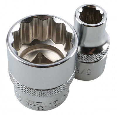 Набор торцевых головок 1/2" 12-ти гранных, 10 пр. на линейке, 3/8"-15/16" Licota