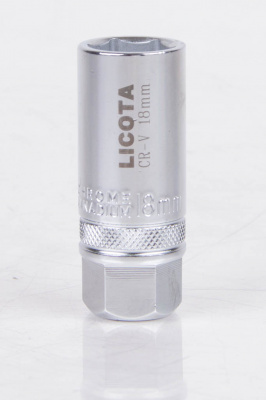 Головка, 3/8", 16 мм, торцевая, 6-гранная, глубокая, свечная Licota