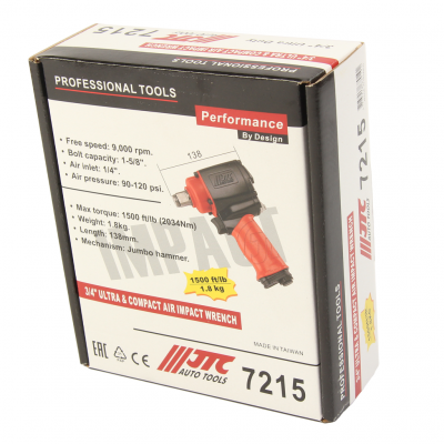 Гайковерт пневматический 3/4" 2034Нм 9000 об/мин. 90-120PSI JTC