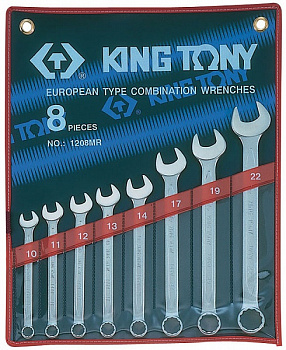 Набор комбинированных ключей, 10-22 мм, 8 предметов 1208MR King Tony