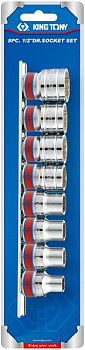 Набор торцевых головок 1/2", шестигранные, 3/8"-7/8", 8 предметов 4510SR King Tony