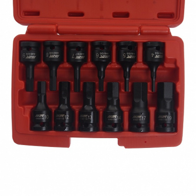 Набор головок ударных HEX 1/2" H4-19мм , длина 60мм (в кейсе) 12шт JTC /1
