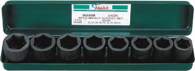 Набор головок ударных 3/4" 26-38 мм 8 пр Hans